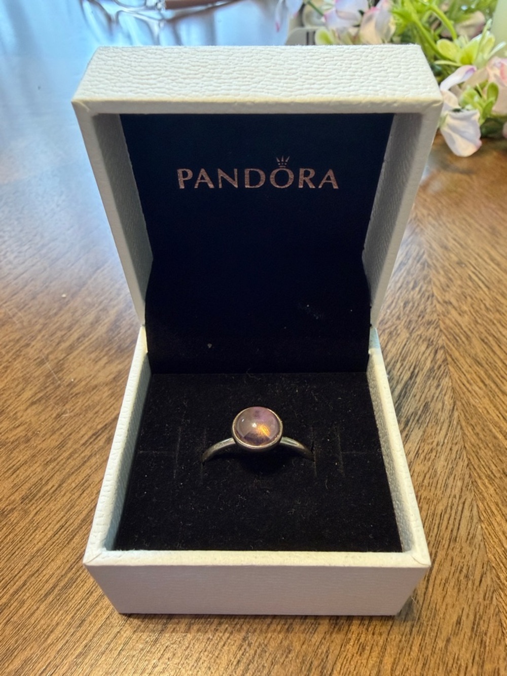 Pandora Purple Opal-Like Round Stone Ring